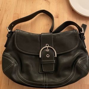 Vintage Black Leather Coach Bag
